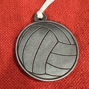 Longaberger Pewter Volleyball tie-on with White Ribbon